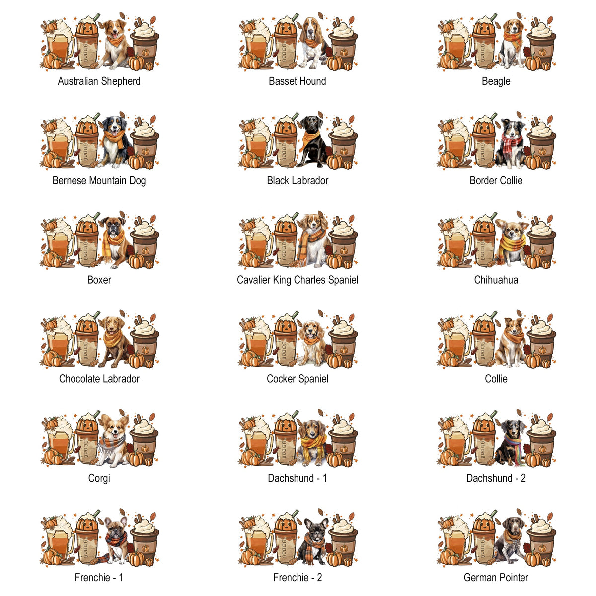 Autumn Dogs and Coffee, Many Breeds Available, Cozy Canine Lovers Collection Comfort Colors Tee