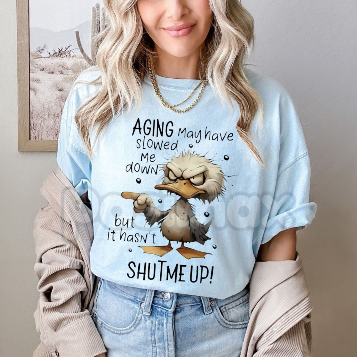 "Aging May Have Slowed Me Down But It Haven't Shut Me Up" T-Shirt - Funny Senior Humor Graphic Tee, Premium 100% Cotton Sarcastic Retirement Gift, Witty Old Age Statement Top, Soft Lived-In Heavyweight Casual Apparel, Grandpa & Grandma Birthday Shirt