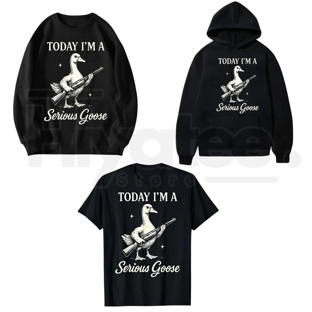 "Choose Violence" Serious Goose – Quirky Animal Art Funny Slogan Graphic