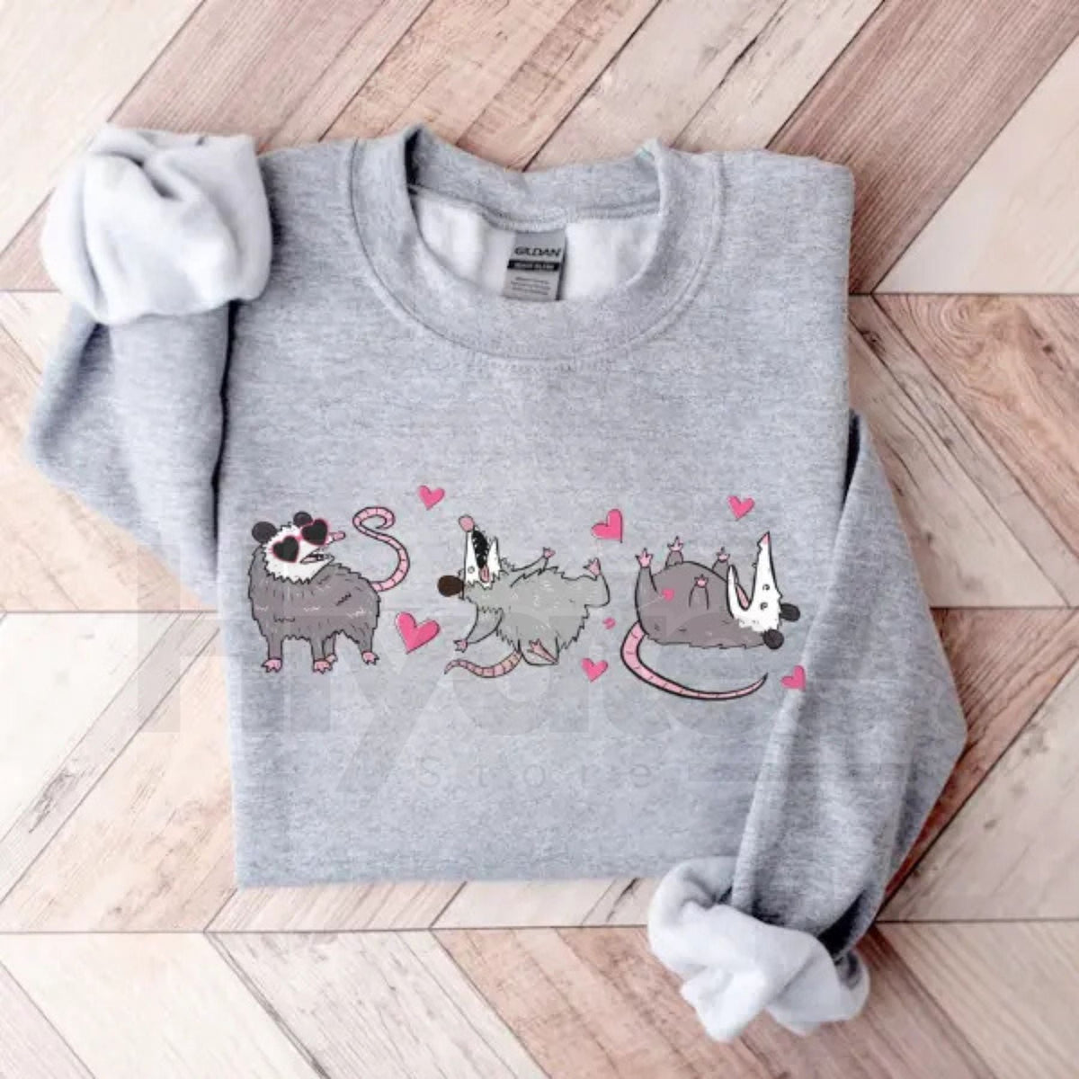 Funny Possum Valentine Sweatshirt: Cute Opossum Love Heart Crewneck Gift