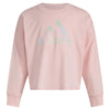 adidas Girls Little Long Sleeve Waist Crew Tee T-Shirt Pink with Multicolor
