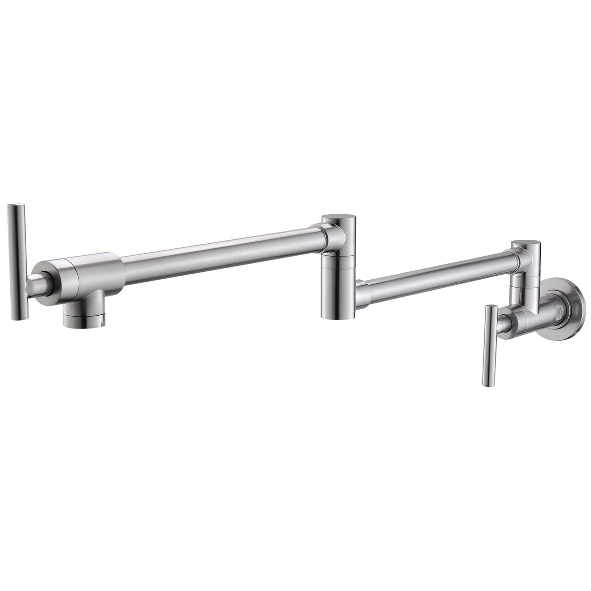 Pot Filler,Wall Mount Commercial Pot Filler Faucet,304 SS Material Kitchen Folding Faucet,Coffee Machine Faucet with Stretchable Double Joint Swing Arms,Style A,Black ened