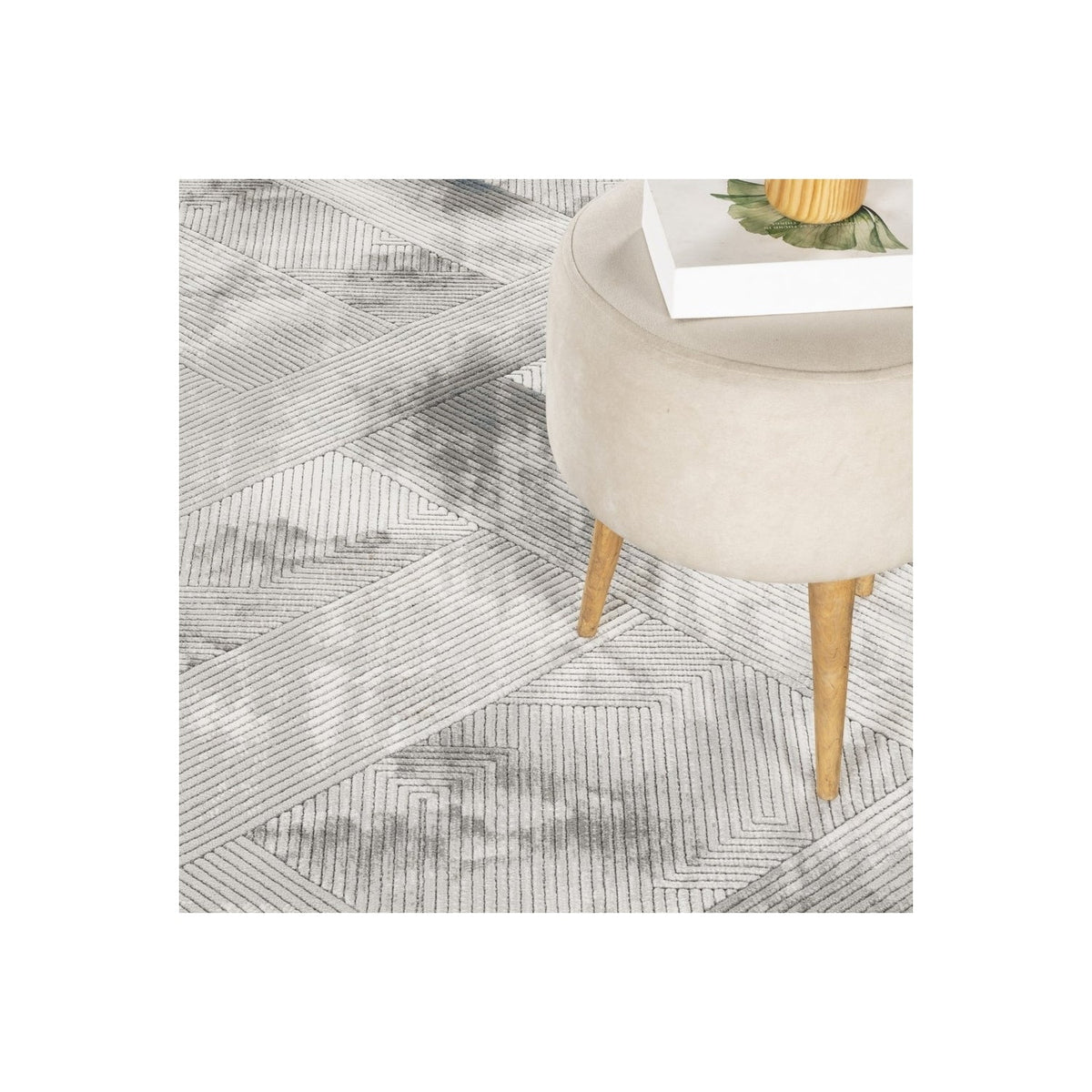Geometrix GC_DIM1012 Gray 7 ft. 10 in. x 10 ft. 6 in. Contemporary Area Rug with Geometric 3D Effect
