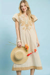 Umgee Stripe Midi Dress with Lace Trim