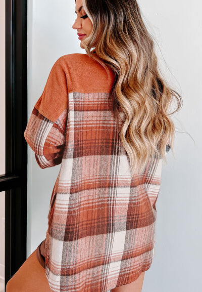 Plaid Button Up Long Sleeve Jacket Classic & Timeless Lightwear Outerwear For women and Girls