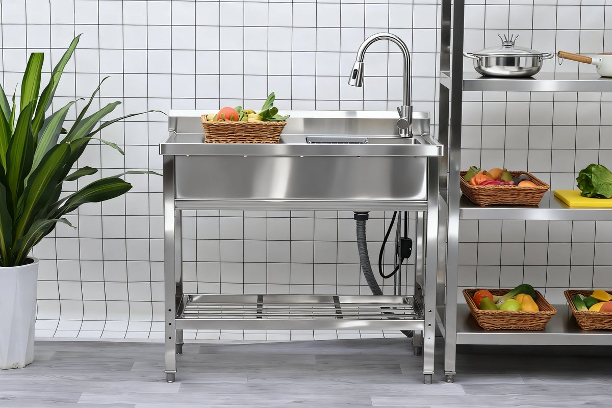 Stainless Steel Utility Sink, Freestanding Sink 2