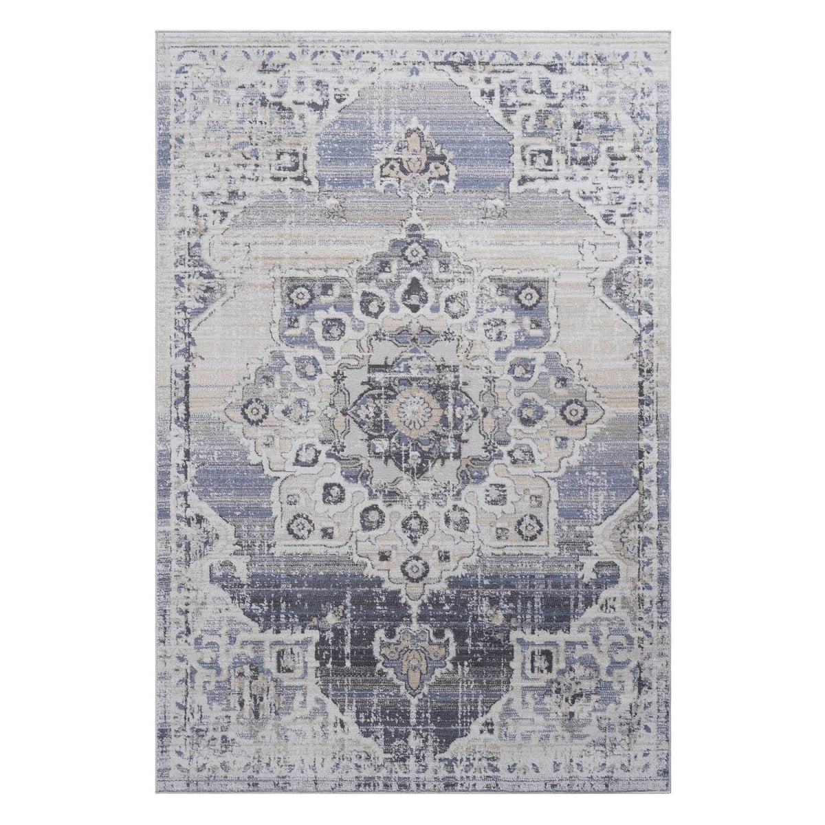 NAAR PAYAS Collection 5X7 Cream / Blue / Medallion Area Rug