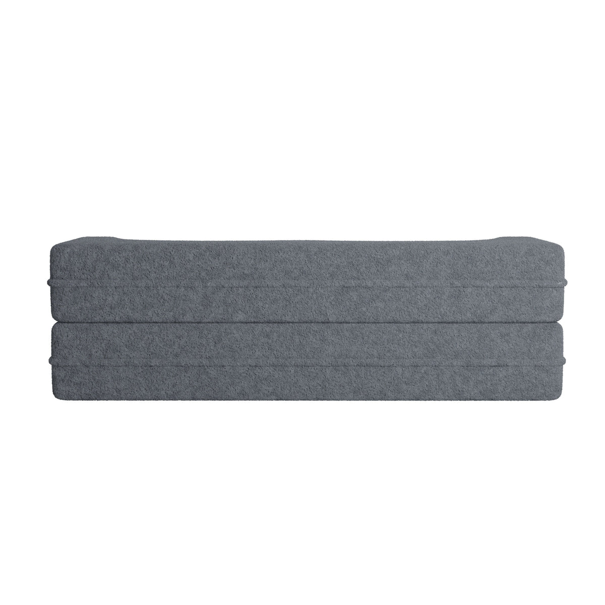 Modern Floor Sofa, with 2 Pillows, Convertible Teddy Fabric Foam Filled Bed, 15 inch Full Size Folding Mattress, Suitable for Living Room, Guest room, Game Room, Grey