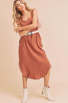 Round Neck Midi Tank Dress with Pockets Casual, Comfortable & Functional for Everyday Wear