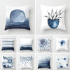 1pc Blue Geometric Landscape Pillowcase Waist Throw Cushion Cover Sofa Printed Navy Blue Throw Pillow Covers Sea Texture Cushion Cover Elegant Decor Square Pillows Covers Car Home Decor 45x45CM