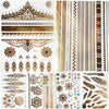 1PC Gold Chain Bracelet Tattoo Sticker Summer Style Fake Jewelry Temporary Tattoo Waterproof Gold Sliver Glitter Body Face Tattoo For Womens