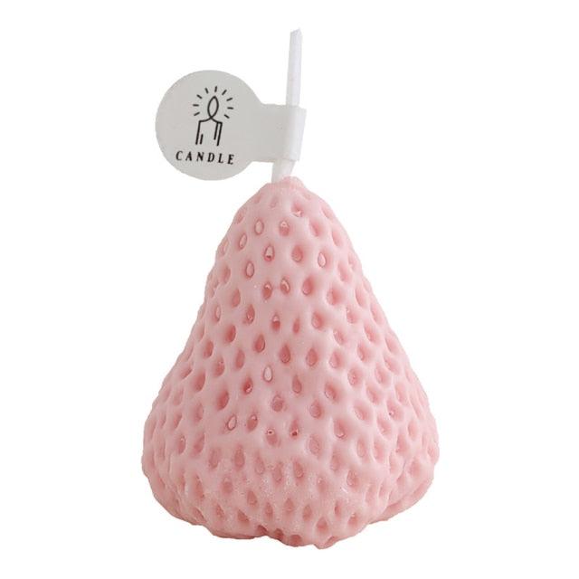 1PC/4PCS Strawberry Decorative Aromatic Candles Strawberry Shaped Scented Candle Mini Soy Wax Candle Small Scented Candle Wax Decorative Candle for Bedroom Bathroom Decoration Parties Soy Wax Scented Candle For Birthday Wedding Candle