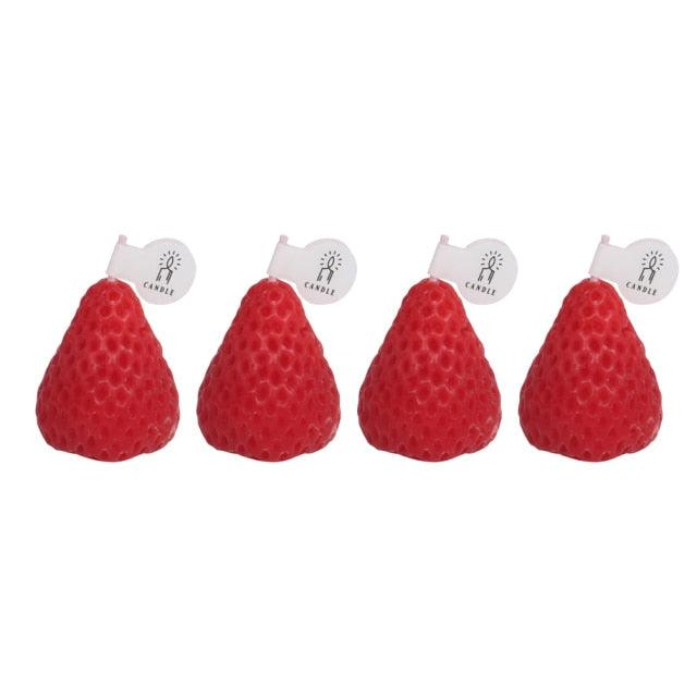 1PC/4PCS Strawberry Decorative Aromatic Candles Strawberry Shaped Scented Candle Mini Soy Wax Candle Small Scented Candle Wax Decorative Candle for Bedroom Bathroom Decoration Parties Soy Wax Scented Candle For Birthday Wedding Candle