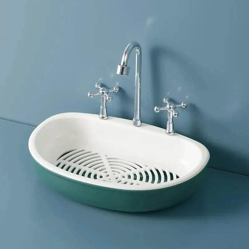 1Pcs Faucet Shape Draining Soap Dish Portable Bathroom Products Double Layer 3Colors Eco-friendly Soap Box Draining Soap Dish Sponge Holder Soap Container with Waterfall Spout for Bathroom Shower Kitchen Sink