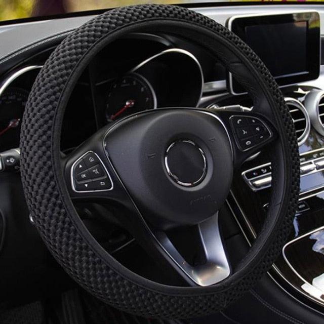 1Pcs Ice Silk Steering Wheel Cover Non-Slip Car Wheel Cover Protector Breathable Microfiber Universal For Leather Viscose, Breathable, Anti-Slip Steering Wheel Cover Wear-resistant Anti-slip Car Accessories Black Red Rose Gray Beige Purple