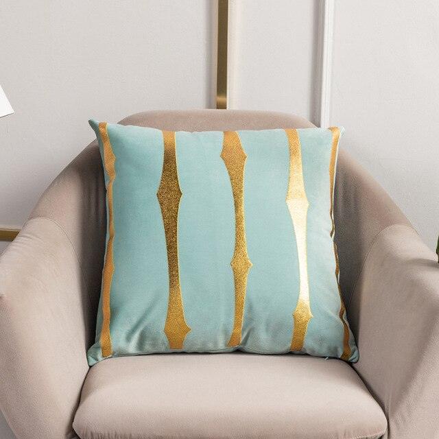 2021 Fashion Striped Pillowcase Festival Home Bronzing Square Decorative Throw Pillow Cover With Gold Striped Cushion Cases Modern Luxury Pillowcases Cushion Cover Soft Fabric Pillow Cases Decorative 45x45CM