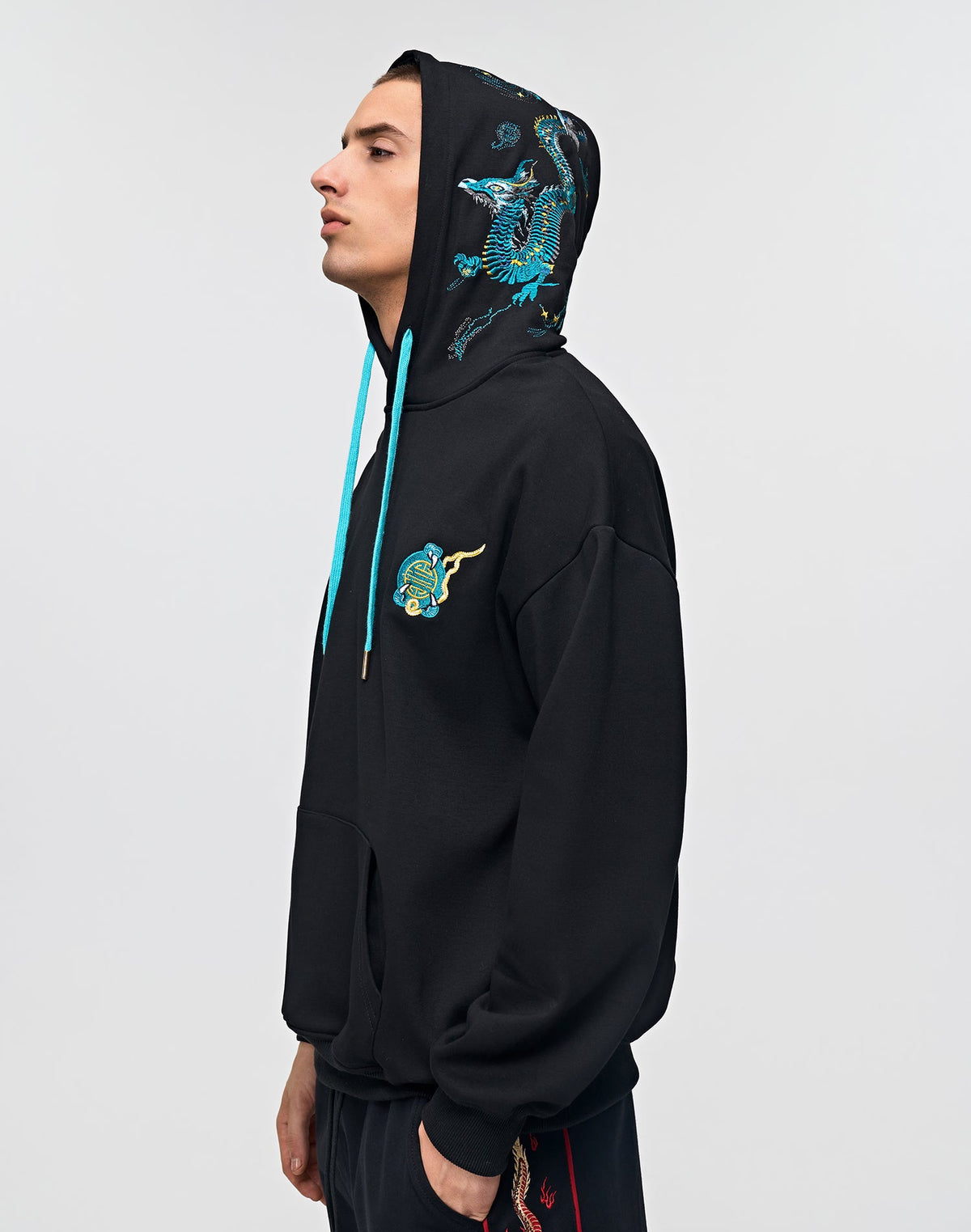 KH9000 Blue Dragon Embroidery Hoodie