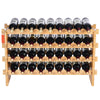 36 Bottle Stackable Modular Wine Rack Bamboo Wood Display Shelf 4-Tier