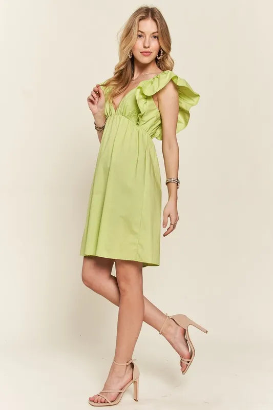 Smocked Back Ruffled Cap Sleeve Babydoll Dress For Summer – Feminine, Flattering, Comfortable, Playful Charm
