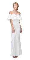 CLEARANCE - Eureka 2102 Long Dress Off Shoulder with V-Notch Ruffled Bodice (Size XL)