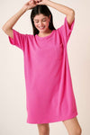 Urban Rib Knit Short Sleeve Tee Dress For Women – Casual and Chic Ribbed Knit Dress with Slit and Pockets For Everyday Outfit