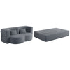 Modern Floor Sofa, with 2 Pillows, Convertible Teddy Fabric Foam Filled Bed, 15 inch Full Size Folding Mattress, Suitable for Living Room, Guest room, Game Room, Grey
