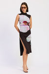 FLORAL MESH MIDI SLEEVELESS DRESS
