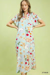 Umgee Abstract Print Flutter Sleeve Midi Dress
