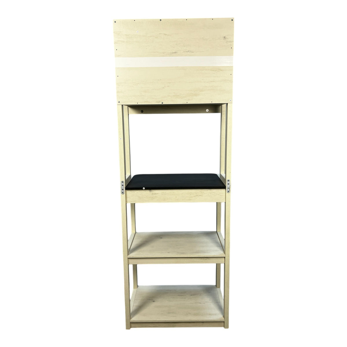 23.62' White and Black color Bakers Rack for Kitchen with Storage, Coffee Bar, 5-Tier Kitchen Shelves, Microwave Stand