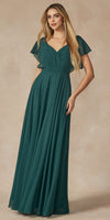 Juliet 261 Flutter Sleeve Formal Dress Cascade Back