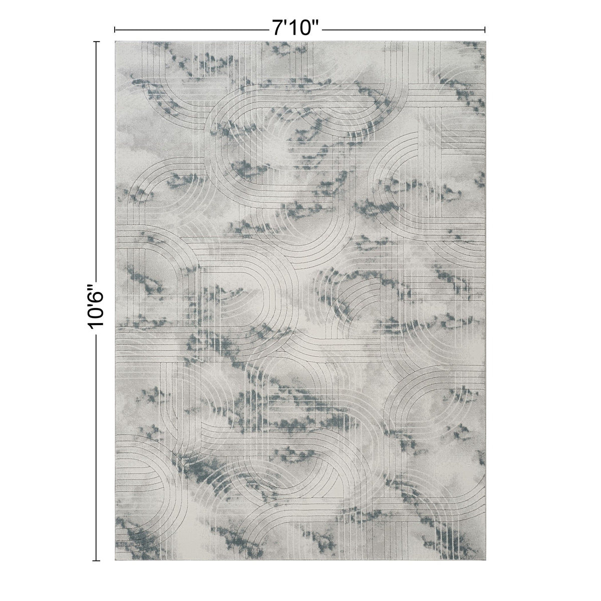 Geometrix GC_DIM1003 Gray 7 ft. 10 in. x 10 ft. 6 in. Contemporary Area Rug with Geometric 3D Effect