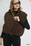 Umgee Sherpa-Lined Zip Vest with Drawstring Hem