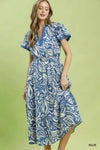 Umgee Paisley Print Midi Dress with Side Pockets