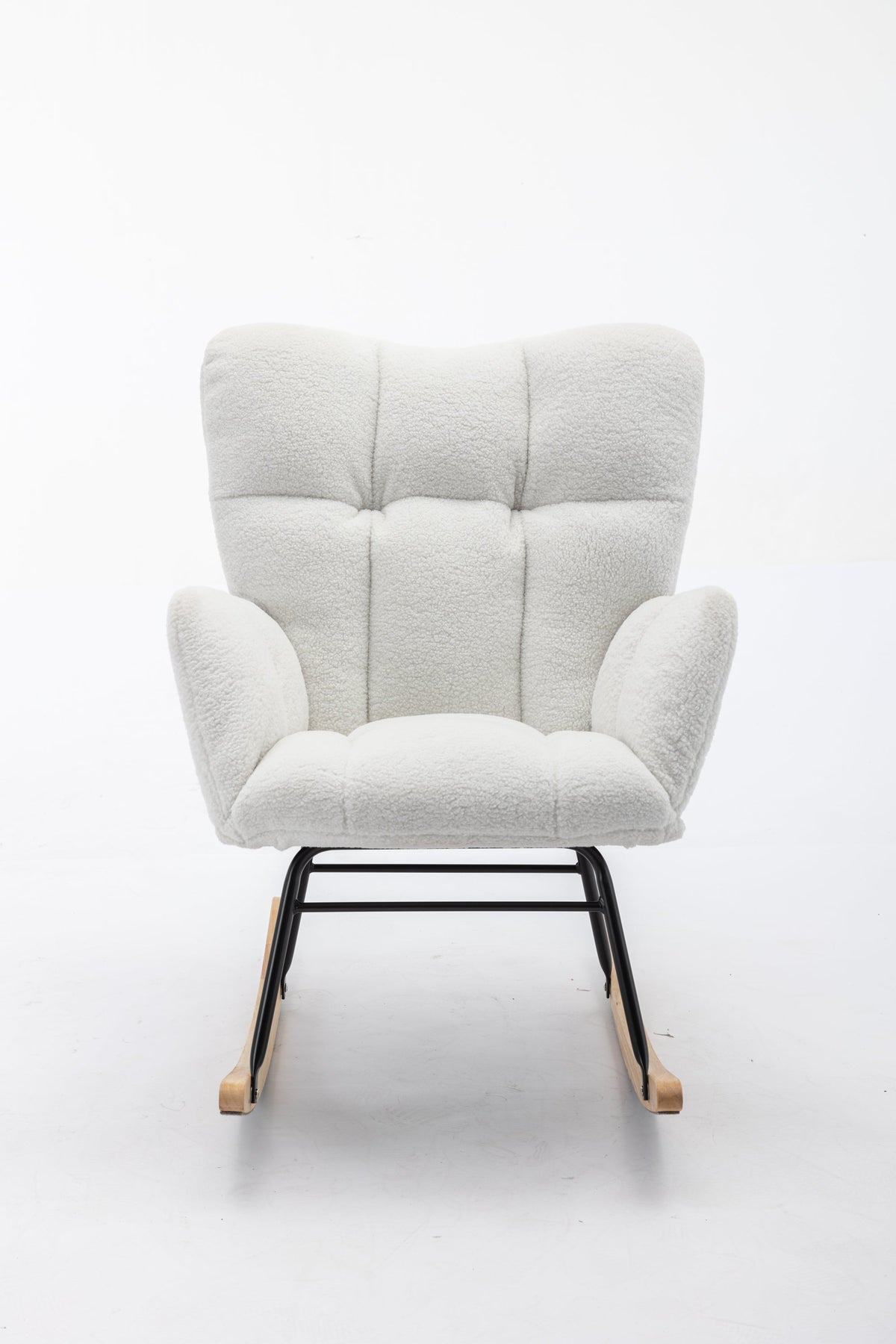050-Teddy Fabric Rocking Gilder Nursery Chair For Living Room Indoor,Ivory