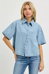 RISEN Oversized Half Sleeve Cropped Shirts