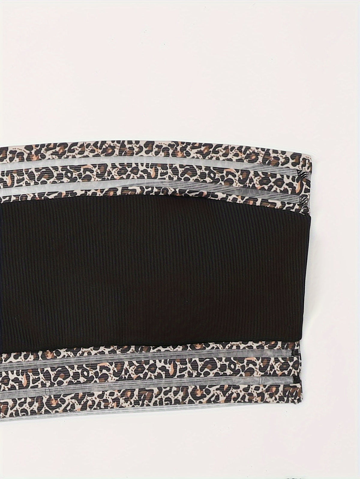 Bikini Leopard Print High Waist Bandeau 2 Piece Swimsuit for Women – Super Stretchy Bikini Set with Seductive Mesh Detail and Flattering Fit – Chic Animal Print Swimwear for Beachwear Poolside and Summer Vacations