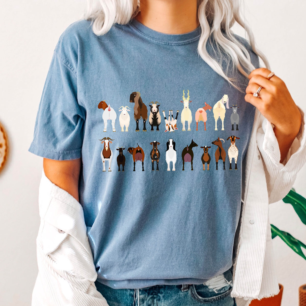 Goat Lovers Farm Animal Illustration With Breeds And Pets Displayed Comfort Colors Tee