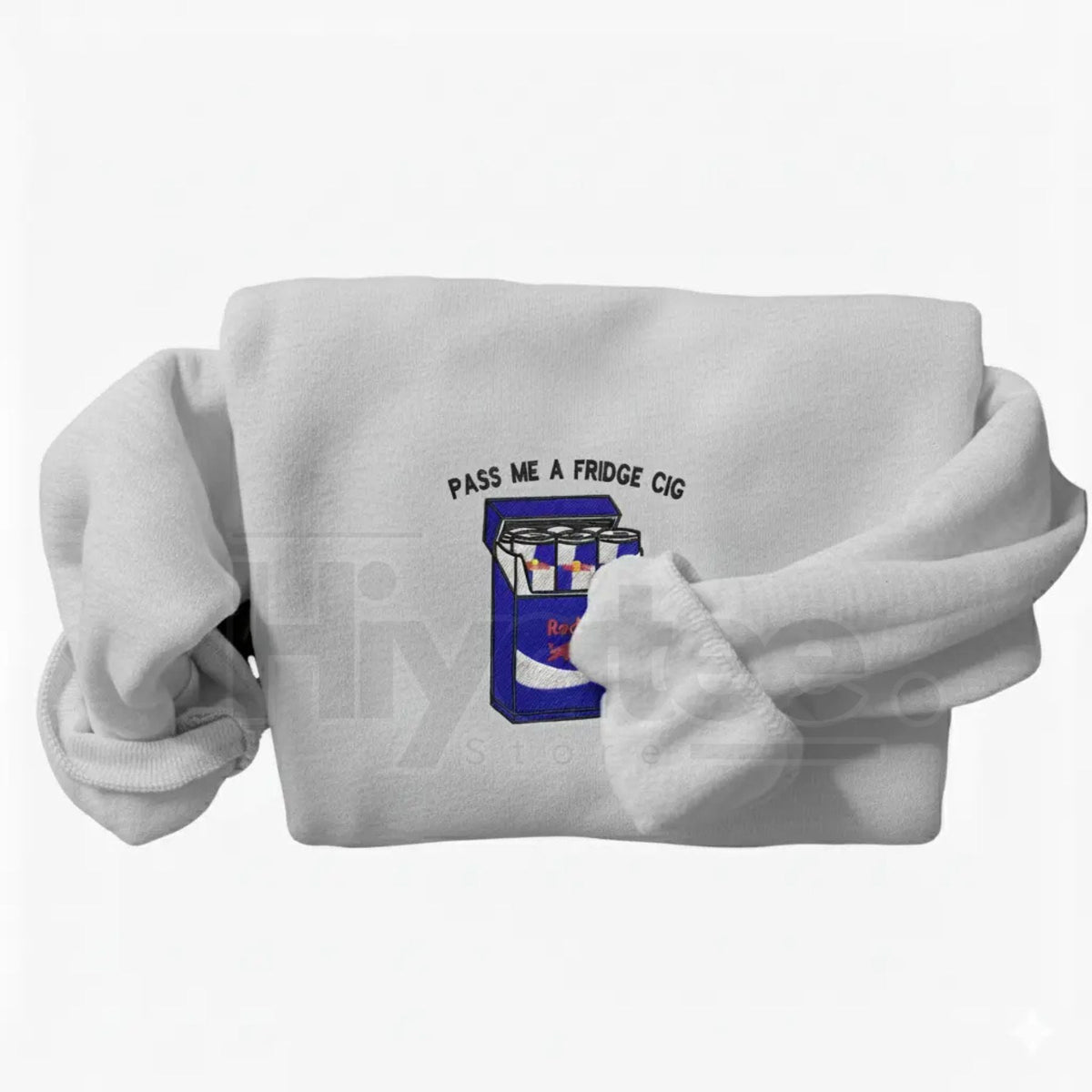 Funny "Pass Me A Fridge of Blue Soda" Embroidered Sweatshirt – Sarcastic Holiday Crewneck