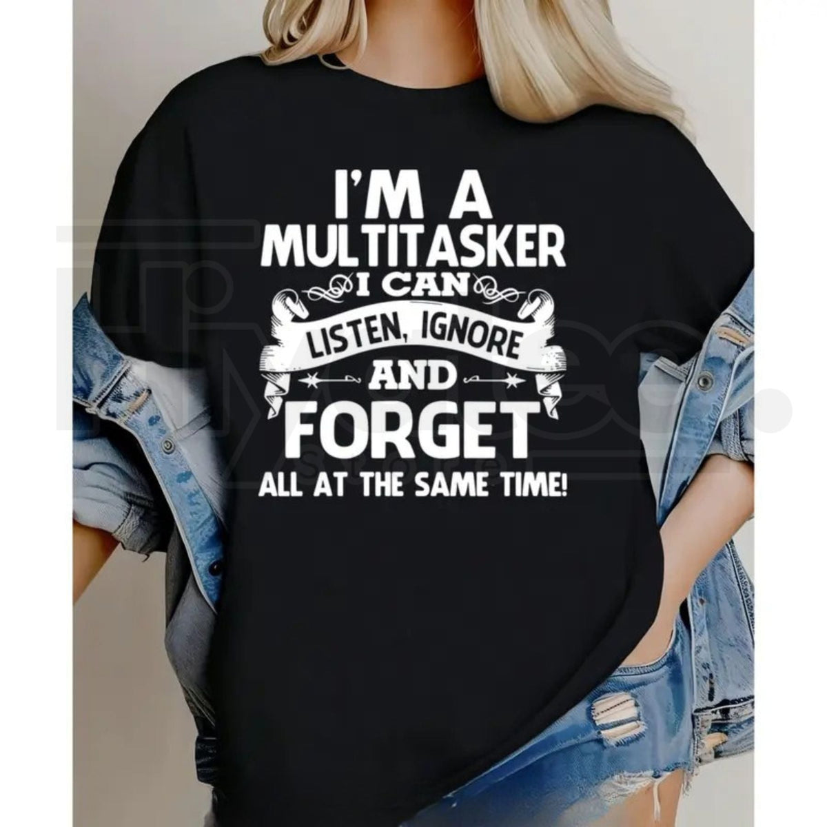 "I'm A Multitasker" Retro – Bold White Graphic Black Men’s Top