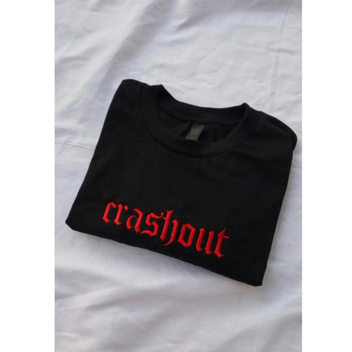 "Crashout" Embroidered T-Shirt - Unisex Modern Classic Fit, Trendy Graphic Tee