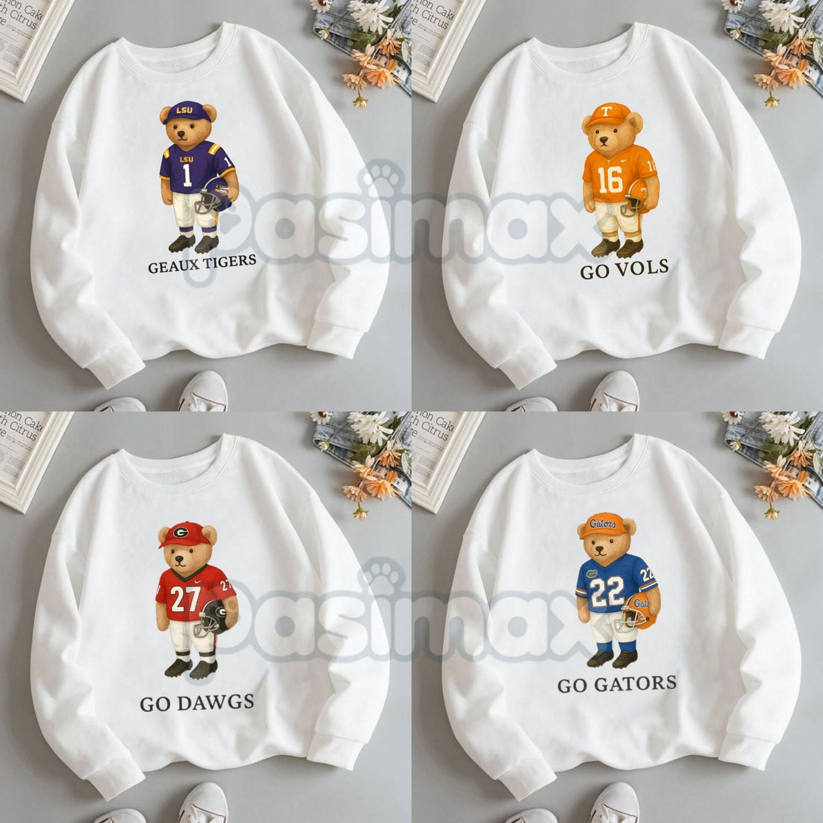 All Team College Football Teddy Bear Sweatshirt – Retro Mascot Graphic Crewneck