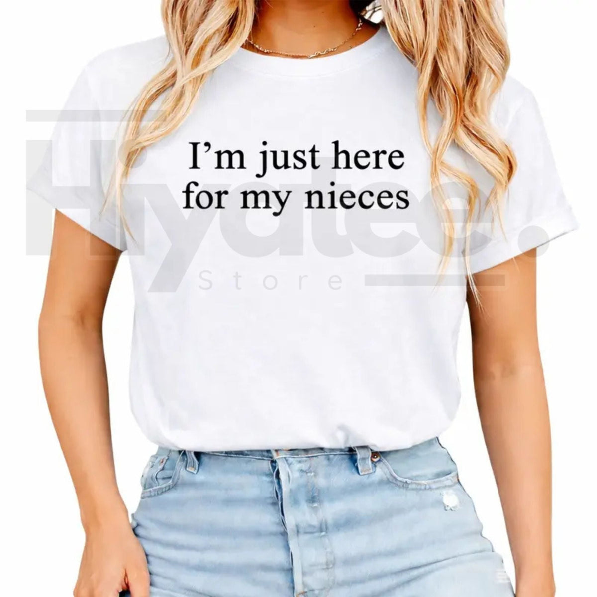 "I'm Just Here For My Nieces" – Funny Aunt and Uncle Family Graphic Top