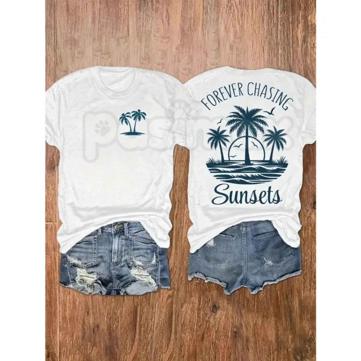 "Forever Chasing Sunsets" Graphic T-Shirt - Aesthetic Nature Adventure Tee, Premium 100% Cotton Wanderlust Top, Retro Golden Hour Beach Shirt, Inspirational Sunset Lover Gift, Soft Lived-In Summer Travel Apparel