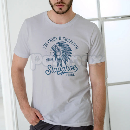 "Chief Kickabitch" Funny Parody T-Shirt - Slapahoe Tribe Graphic Tee, Vintage Sarcastic Humor Shirt, Ironic Retro Cultural Parody Top, Premium Heavyweight Unisex Gag Gift, Bold Statement Humor Apparel