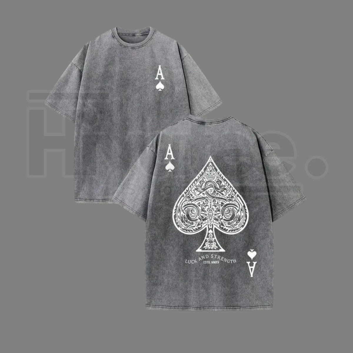 Luck and Strength Vintage Washed T-Shirt – 230G Heavy Cotton Double-Sided Graphic Tee