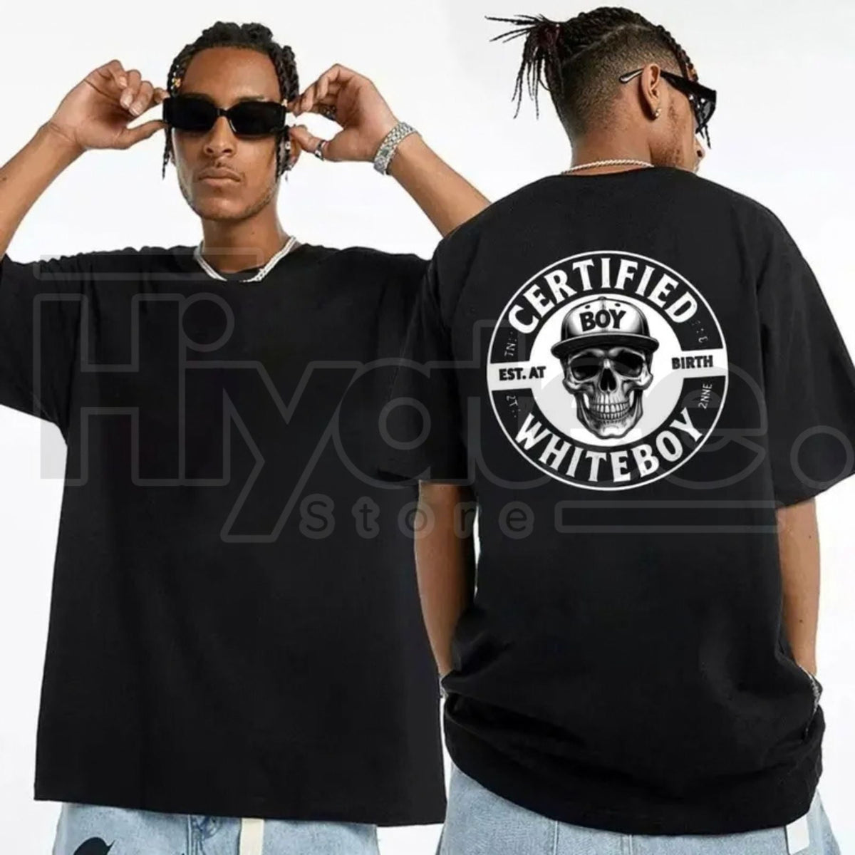 "Certified Whiteboy" Skull Graphic Shirt – Edgy Dark Aesthetic Urban Streetwear