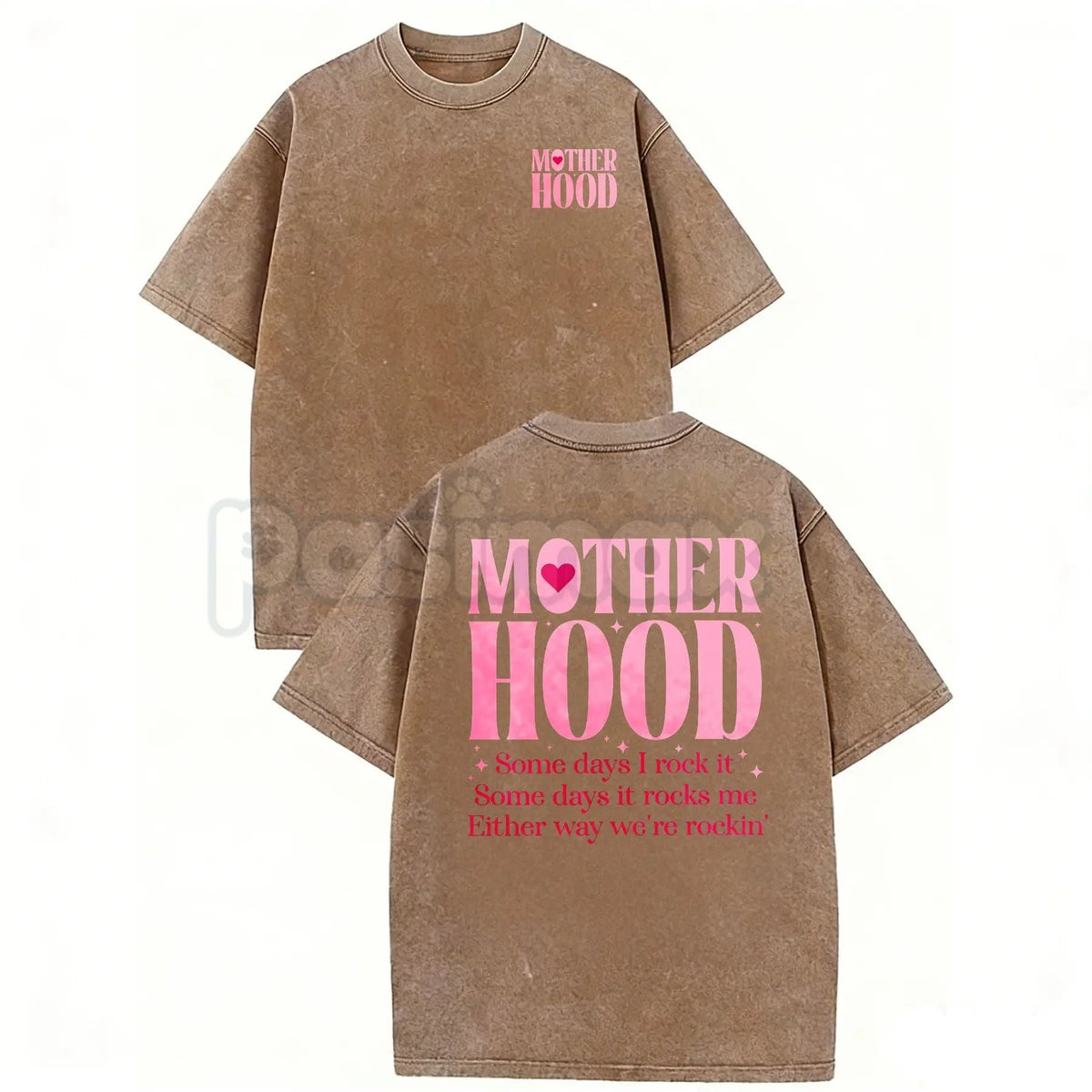 Motherhood Vintage Washed Tee – Aesthetic Minimalist Mom Life Graphic T-Shirt