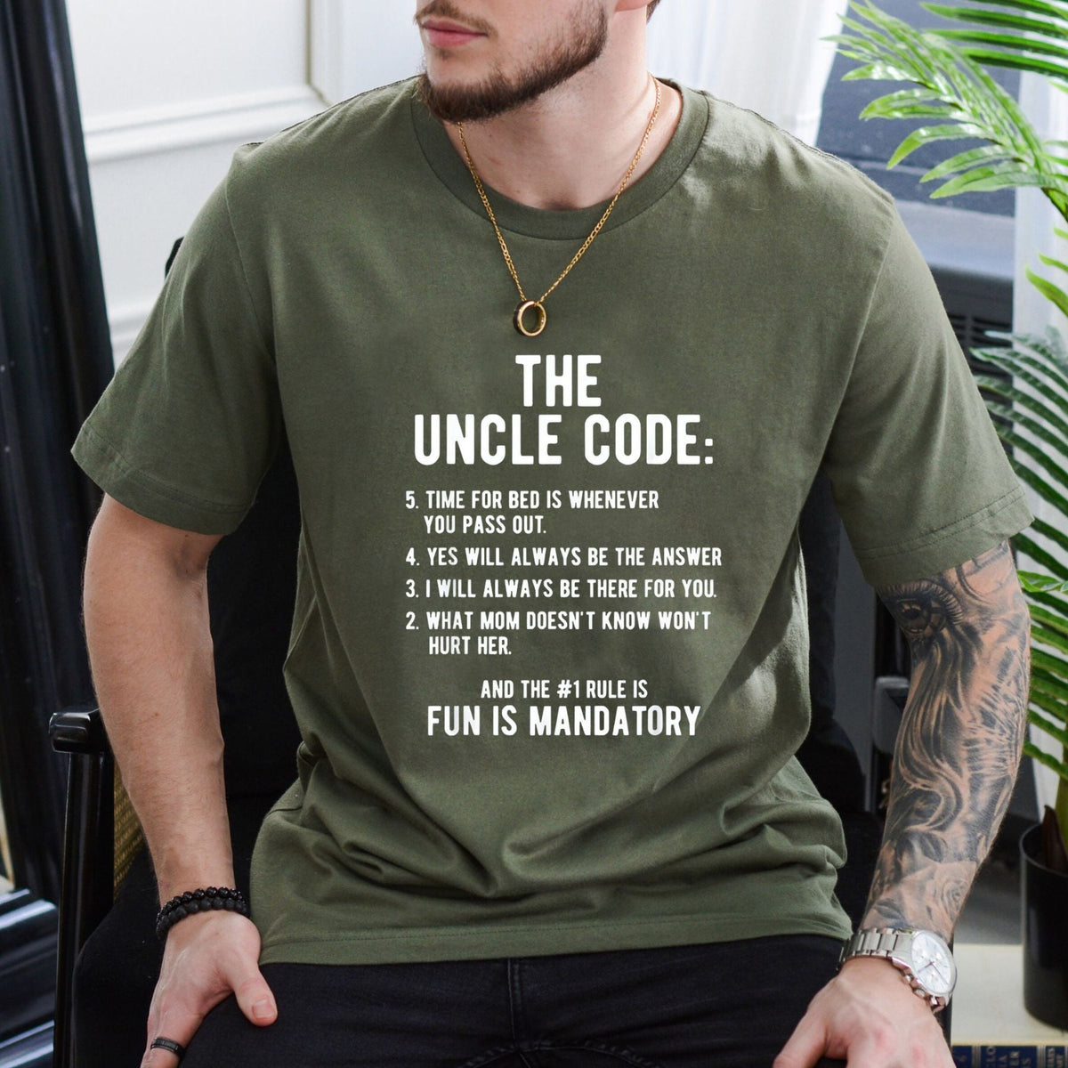 "The Uncle Code" T-Shirt - Funny Uncle Gifts From Niece Nephew, Cool T-Shirt