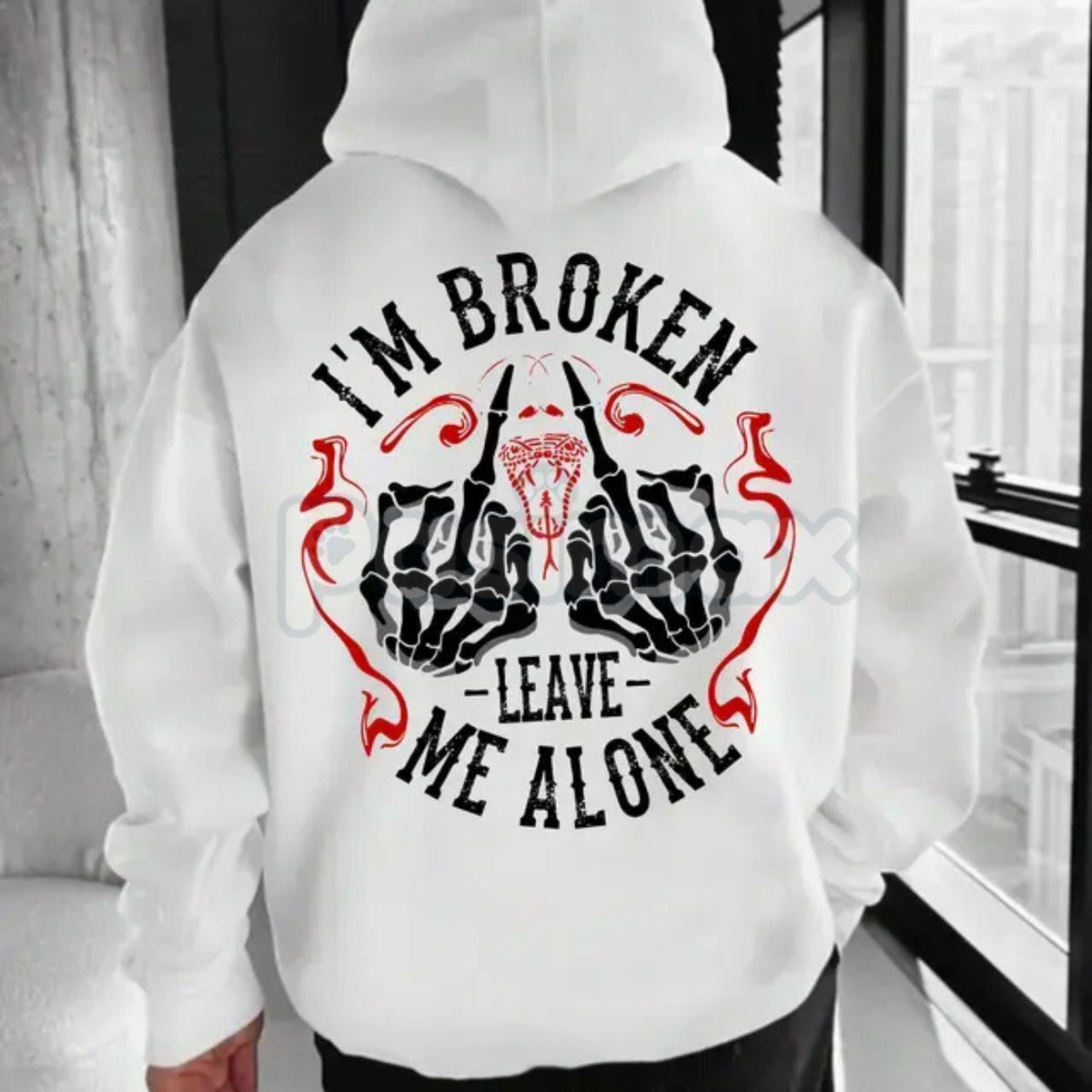 "I’m Broken Leave Me Alone" Hoodie – Aesthetic Emo Streetwear, Moody Grunge Statement Pullover, Unisex