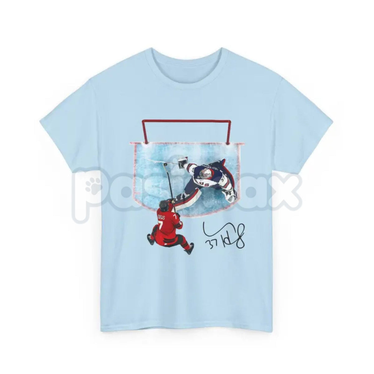 Hellebuyck "The Great Wall" Save T-Shirt - USA Ice Hockey Graphic Tee, Premium 100% Cotton Goaltender Fan Top, American Hockey Legend Streetwear, Pro-Level Save Sequence Apparel, Unique Gift for Hockey Fans & Goalies